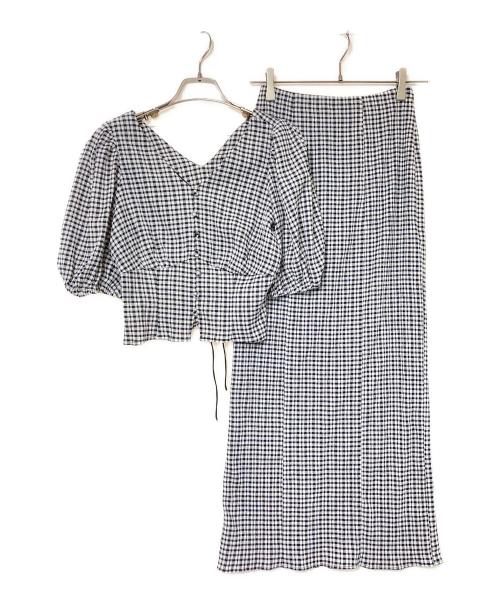 HER LIP TO（ハーリップトゥ）HER LIP TO (ハーリップトゥ) セットアップブラウス ブラック×ホワイト サイズ:Sの古着・服飾アイテム