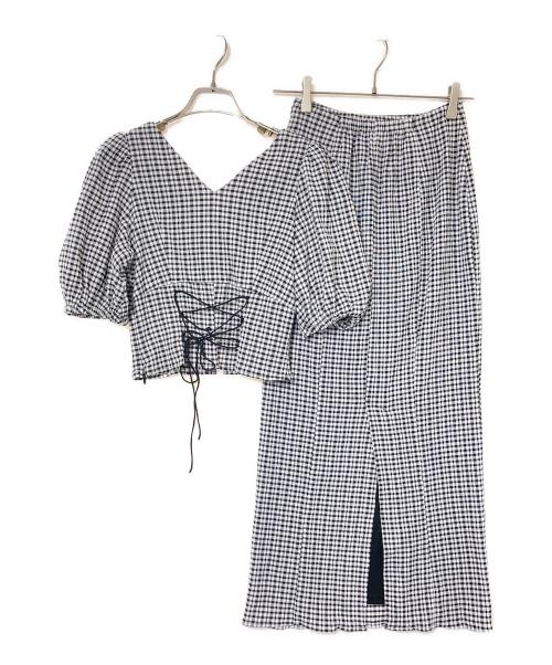 HER LIP TO（ハーリップトゥ）HER LIP TO (ハーリップトゥ) セットアップブラウス ブラック×ホワイト サイズ:Sの古着・服飾アイテム