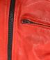 中古・古着 mackage (マッカージュ) フードレイヤードレザーライダースジャケット レッド×ブラック（flame） サイズ:38：12000円