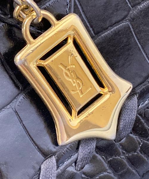 Yves Saint Laurent（イヴサンローラン）Yves Saint Laurent (イヴサンローラン) クロコ型押しハンドバッグ ブラック サイズ:下記参照の古着・服飾アイテム