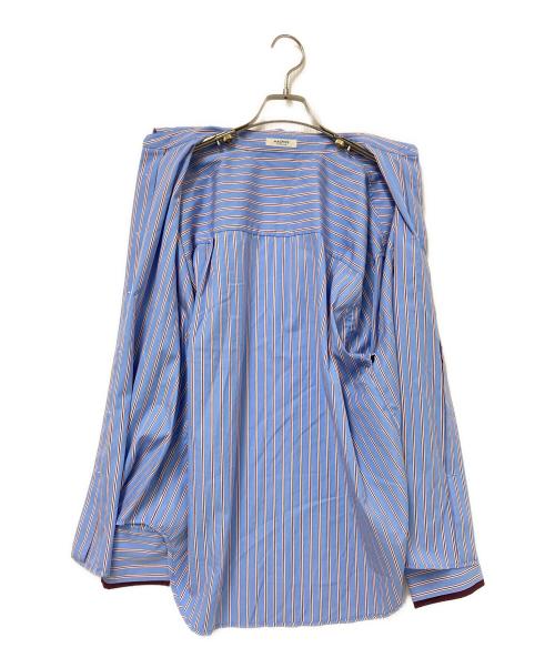 MACPHEE（マカフィー）MACPHEE (マカフィー) コットンブロード レギュラーカラーシャツ ボルドー×ブルー サイズ:36の古着・服飾アイテム