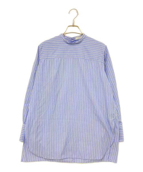 MACPHEE（マカフィー）MACPHEE (マカフィー) イージーケア スタンドカラーチュニックシャツ ホワイト×ブルー サイズ:36の古着・服飾アイテム