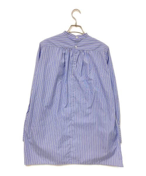 MACPHEE（マカフィー）MACPHEE (マカフィー) イージーケア スタンドカラーチュニックシャツ ホワイト×ブルー サイズ:36の古着・服飾アイテム