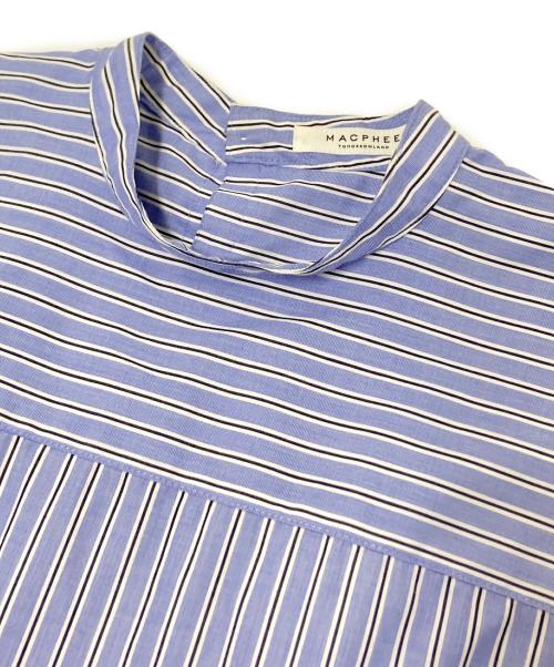 MACPHEE（マカフィー）MACPHEE (マカフィー) イージーケア スタンドカラーチュニックシャツ ホワイト×ブルー サイズ:36の古着・服飾アイテム