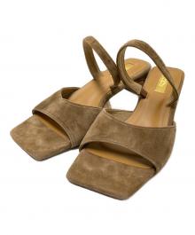 Le Talon GRISE×MIDORI UEEDA（ル タロン グリーズ）の古着「レザースクエアスエードサンダル」｜ベージュ