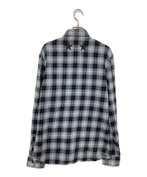 GIVENCHY（ジバンシィ）GIVENCHY (ジバンシィ) スタープリントチェックシャツ グレー×ブラック サイズ:40の古着・服飾アイテム