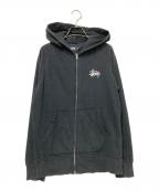 stussyステューシー）の古着「ジップアップパーカー」｜ブラック
