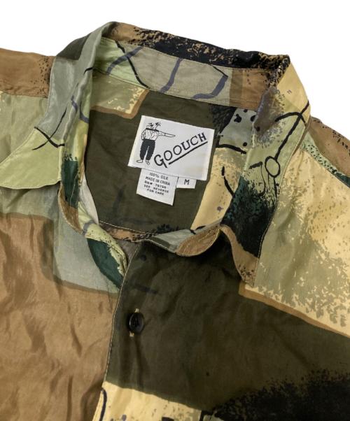 GOOUCH（グーチ）GOOUCH (グーチ) シルク総柄シャツ グリーン×ベージュ サイズ:Mの古着・服飾アイテム