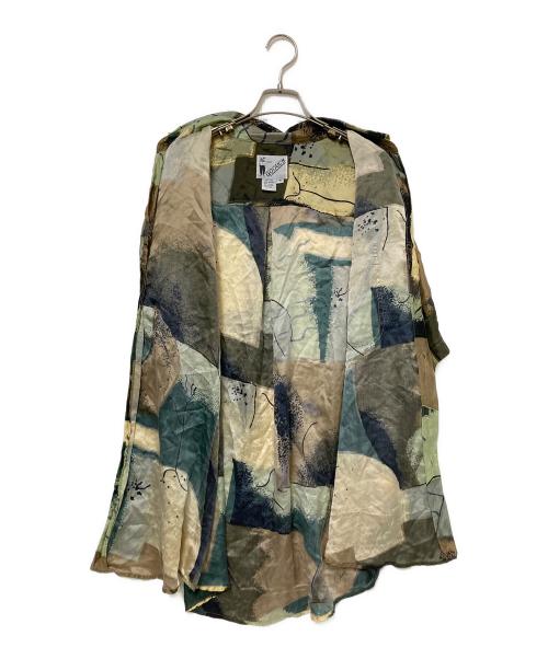 GOOUCH（グーチ）GOOUCH (グーチ) シルク総柄シャツ グリーン×ベージュ サイズ:Mの古着・服飾アイテム