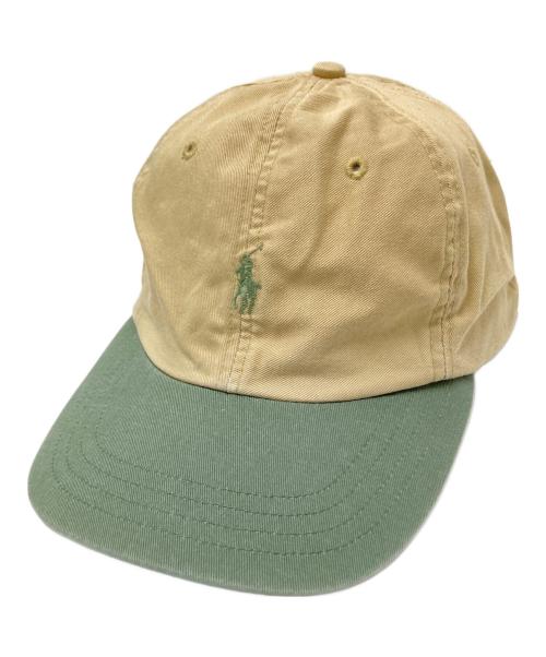 POLO RALPH LAUREN（ポロ・ラルフローレン）POLO RALPH LAUREN (ポロ・ラルフローレン) ロゴ刺繍キャップ グリーン×ベージュ サイズ:下記参照の古着・服飾アイテム