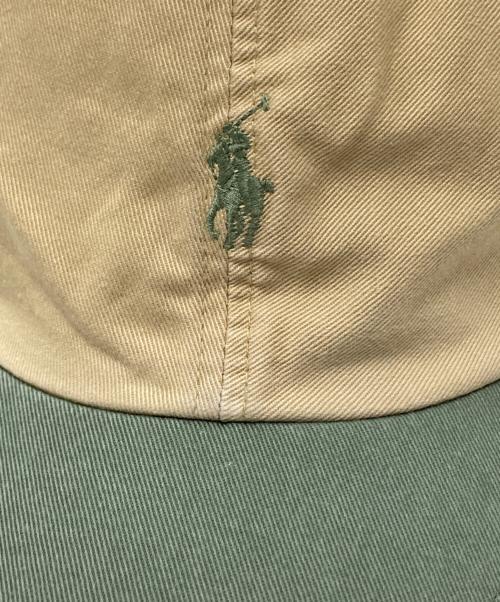 POLO RALPH LAUREN（ポロ・ラルフローレン）POLO RALPH LAUREN (ポロ・ラルフローレン) ロゴ刺繍キャップ グリーン×ベージュ サイズ:下記参照の古着・服飾アイテム