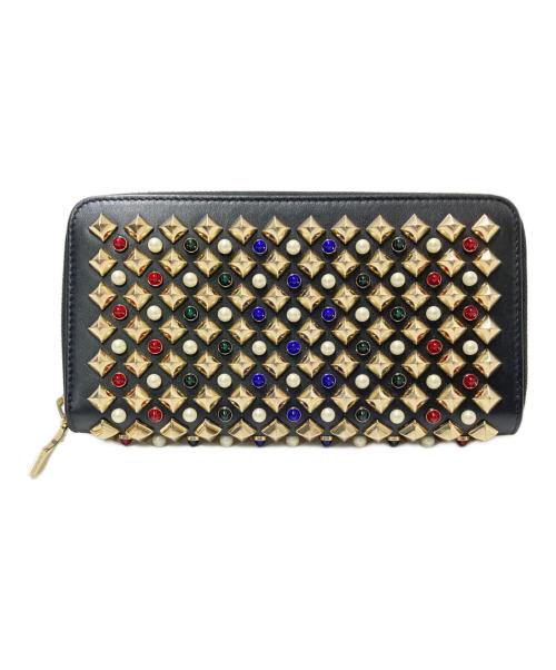Christian Louboutin（クリスチャン・ルブタン）Christian Louboutin (クリスチャン・ルブタン) スタッズラウンドファスナーウォレット ブラック サイズ:下記参照の古着・服飾アイテム
