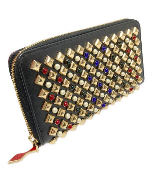 Christian Louboutin（クリスチャン・ルブタン）Christian Louboutin (クリスチャン・ルブタン) スタッズラウンドファスナーウォレット ブラック サイズ:下記参照の古着・服飾アイテム