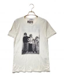 Hysteric Glamour×KISS（ヒステリックグラマー×キッス）の古着「コラボプリントTシャツ」｜ホワイト×ブラック