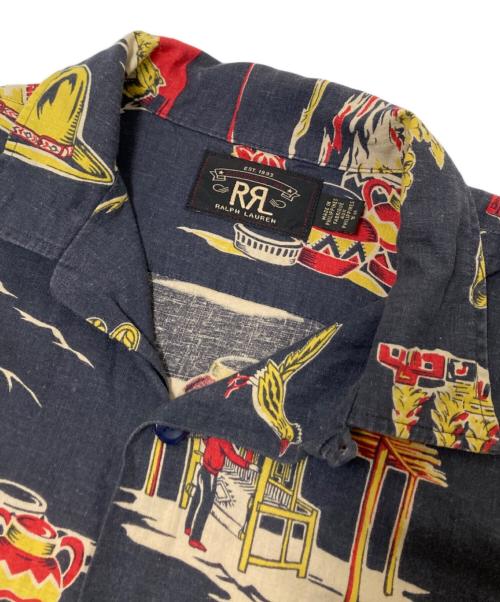 RRL（ダブルアールエル）RRL (ダブルアールエル) 総柄リネンレーヨンアロハキャンプシャツ グレー×レッド サイズ:下記参照の古着・服飾アイテム