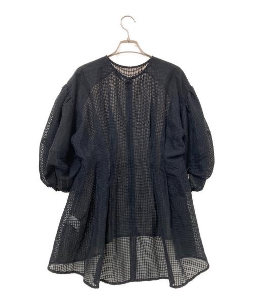 CLANE（クラネ）CLANE (クラネ) SHEER PLAID VOLUME SLEEVE TOPS ブラック サイズ:1の古着・服飾アイテム