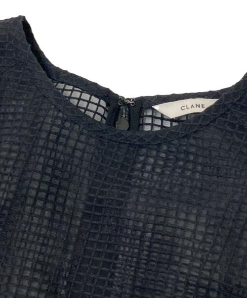 CLANE（クラネ）CLANE (クラネ) SHEER PLAID VOLUME SLEEVE TOPS ブラック サイズ:1の古着・服飾アイテム