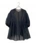 CLANE（クラネ）の古着「SHEER PLAID VOLUME SLEEVE TOPS」｜ブラック