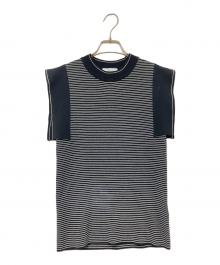 CLANE（クラネ）の古着「SQUARE SLEEVE KNIT TOPS」｜ホワイト×ブラック