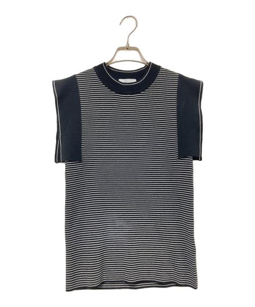 CLANE（クラネ）CLANE (クラネ) SQUARE SLEEVE KNIT TOPS ホワイト×ブラック サイズ:2の古着・服飾アイテム
