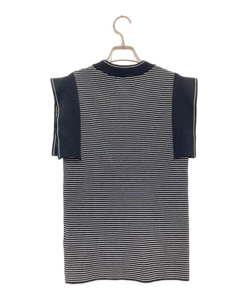 CLANE（クラネ）CLANE (クラネ) SQUARE SLEEVE KNIT TOPS ホワイト×ブラック サイズ:2の古着・服飾アイテム