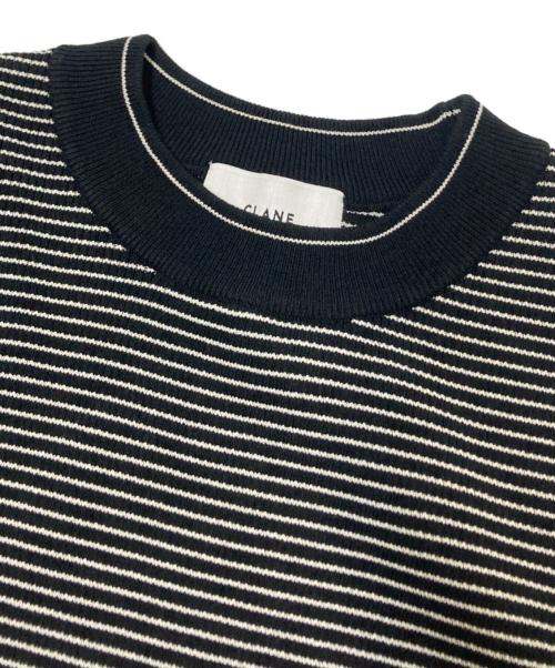 CLANE（クラネ）CLANE (クラネ) SQUARE SLEEVE KNIT TOPS ホワイト×ブラック サイズ:2の古着・服飾アイテム