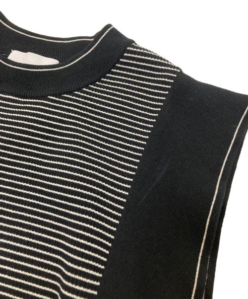 CLANE（クラネ）CLANE (クラネ) SQUARE SLEEVE KNIT TOPS ホワイト×ブラック サイズ:2の古着・服飾アイテム