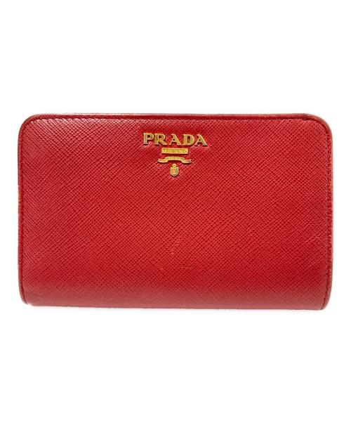 PRADA（プラダ）PRADA (プラダ) サフィアーノレザー2つ折り財布 レッド サイズ:下記参照の古着・服飾アイテム