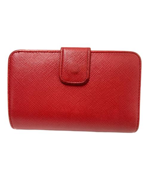 PRADA（プラダ）PRADA (プラダ) サフィアーノレザー2つ折り財布 レッド サイズ:下記参照の古着・服飾アイテム
