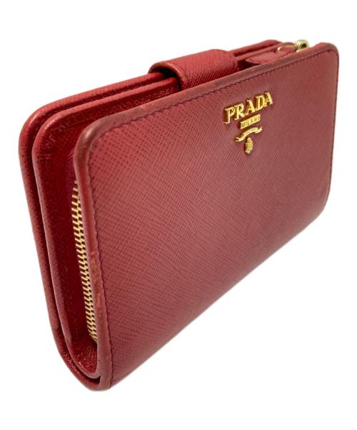 PRADA（プラダ）PRADA (プラダ) サフィアーノレザー2つ折り財布 レッド サイズ:下記参照の古着・服飾アイテム
