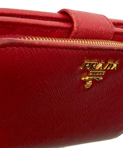 PRADA（プラダ）PRADA (プラダ) サフィアーノレザー2つ折り財布 レッド サイズ:下記参照の古着・服飾アイテム