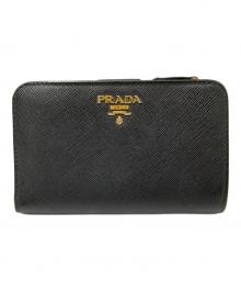 PRADA（プラダ）の古着「サフィアーノレザー2つ折り財布」｜ブラック