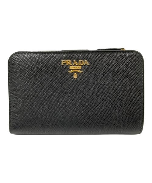 PRADA（プラダ）PRADA (プラダ) サフィアーノレザー2つ折り財布 ブラック サイズ:下記参照の古着・服飾アイテム