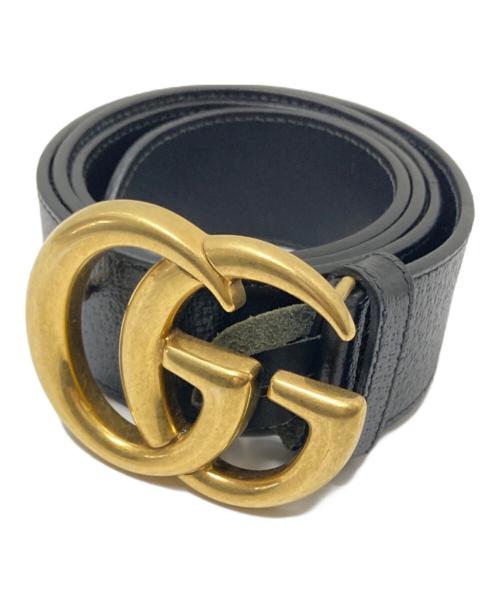 GUCCI（グッチ）GUCCI (グッチ) GGバックルロゴレザーベルト ブラック サイズ:下記参照の古着・服飾アイテム