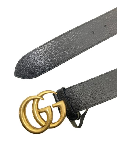 GUCCI（グッチ）GUCCI (グッチ) GGバックルロゴレザーベルト ブラック サイズ:下記参照の古着・服飾アイテム