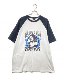 AVIREX（アヴィレックス）の古着「Raglan T-SHIRT」｜ホワイト×ブラック