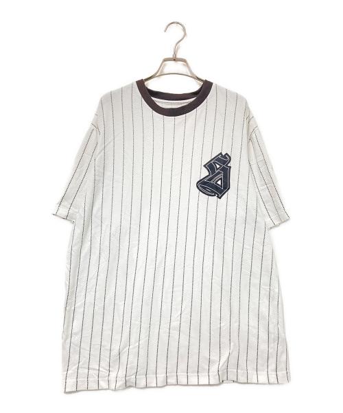 stussy（ステューシー）stussy (ステューシー) BASEBALL TEE ホワイト×ブラック サイズ:XLの古着・服飾アイテム