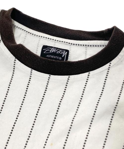 stussy（ステューシー）stussy (ステューシー) BASEBALL TEE ホワイト×ブラック サイズ:XLの古着・服飾アイテム