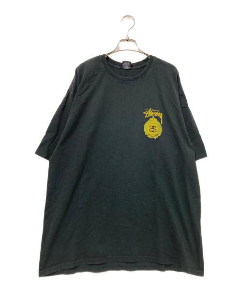 stussy（ステューシー）stussy (ステューシー) Crown Wreath Pig Dyed Tee ブラック サイズ:XLの古着・服飾アイテム