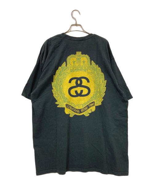 stussy（ステューシー）stussy (ステューシー) Crown Wreath Pig Dyed Tee ブラック サイズ:XLの古着・服飾アイテム
