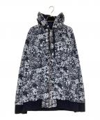stussyステューシー）の古着「総柄ジップパーカー」｜ホワイト×ブラック