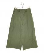 MARGARET HOWELLマーガレットハウエル）の古着「PLAIN WEAVE COTTON LINEN TROUSERS」｜オリーブ
