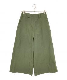MARGARET HOWELL（マーガレットハウエル）の古着「PLAIN WEAVE COTTON LINEN TROUSERS」｜オリーブ