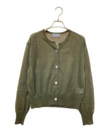 MARGARET HOWELL（マーガレットハウエル）の古着「FINE LINEN CARDIGAN」｜オリーブ