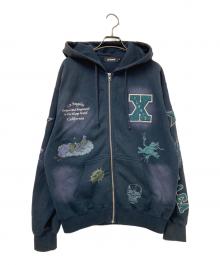 X-LARGE（エクストララージ）の古着「MULTI LOGO ZIP UP HOODED SWEATSHIRT」｜ネイビー