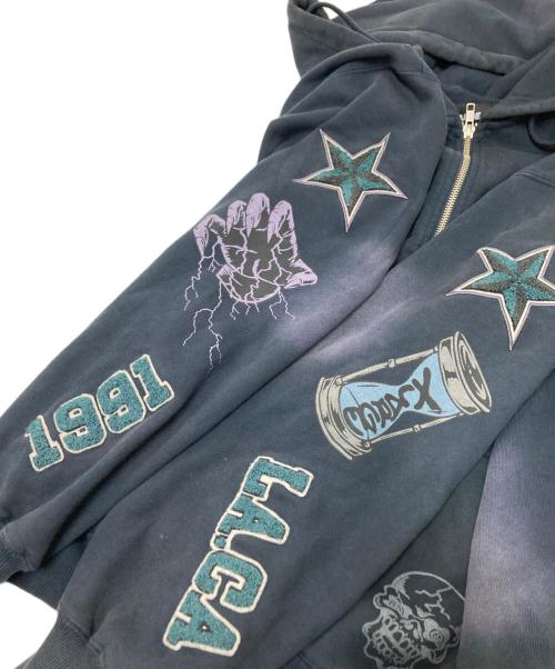 X-LARGE（エクストララージ）X-LARGE (エクストララージ) MULTI LOGO ZIP UP HOODED SWEATSHIRT ネイビー サイズ:Sの古着・服飾アイテム
