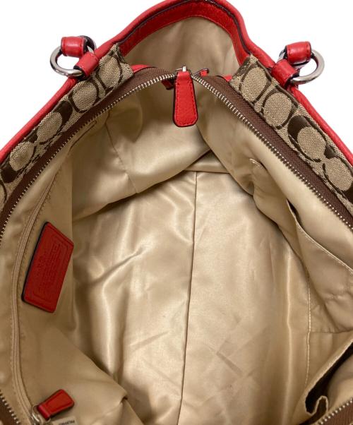 COACH（コーチ）COACH (コーチ) シグネチャートートバッグ レッド×ベージュ サイズ:下記参照の古着・服飾アイテム