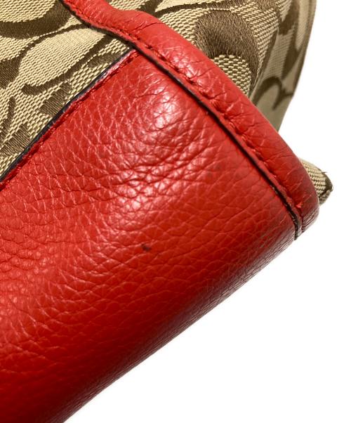 COACH（コーチ）COACH (コーチ) シグネチャートートバッグ レッド×ベージュ サイズ:下記参照の古着・服飾アイテム