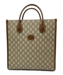 GUCCI（グッチ）の古着「インターロッキングGGスプリーム 2WAYトートバッグ」｜ブラウン×ベージュ