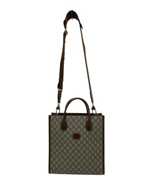 GUCCI（グッチ）GUCCI (グッチ) インターロッキングGGスプリーム 2WAYトートバッグ ブラウン×ベージュの古着・服飾アイテム